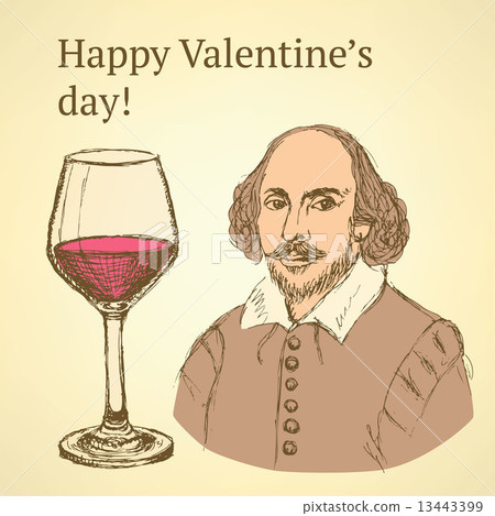 Sketch Valentine set in vintage style 13443399