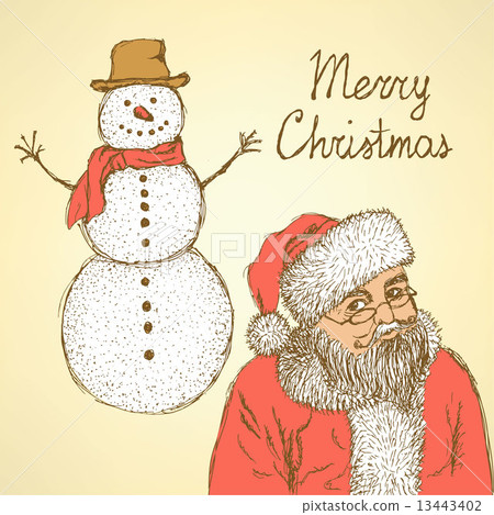 Sketch Christmas set in vintage style 13443402