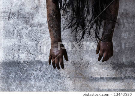 Zombie girl in haunted house 13443580
