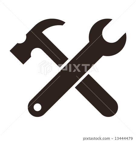 Wrench and hammer. Tools icon 13444479