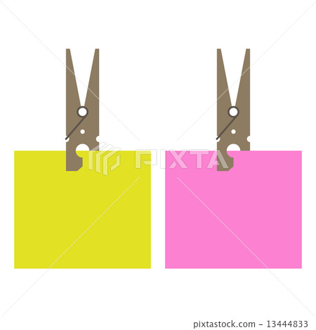 Clothes peg and stick notes - Stock Illustration [13444833] - PIXTA