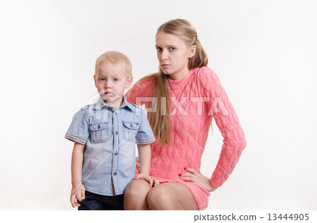 Mom unhappy with the behavior of his son 13444905