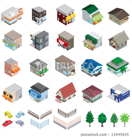 Various buildings / three-dimensional map 13445635