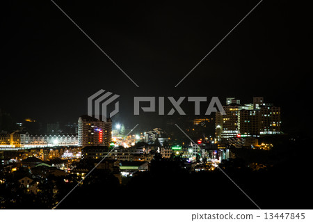 View of Brinchang town, Cameron Highlands at night. Bustling with tourism activities. View of Brinchang town, Cameron Highlands at night. Bustling with tourism activities. 13447845