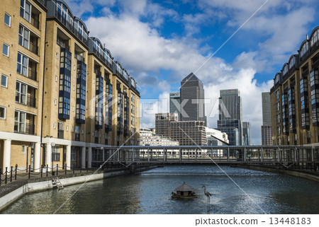 Early evening view of Canary Wharf London taken from the opposit 13448183