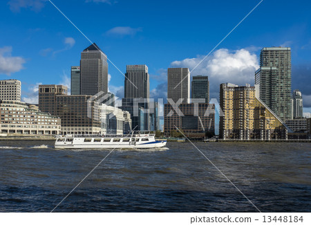 Early evening view of Canary Wharf London taken from the opposit Early evening view of Canary Wharf London taken from the opposit 13448184
