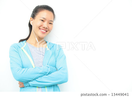 happy beautiful young asian woman enjoying the music happy beautiful young asian woman enjoying the music 13449041