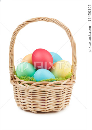 Easter eggs and basket isolated 13450305