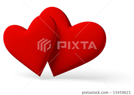 Couple of red hearts symbol with shadow Couple of red hearts symbol with shadow 13450621