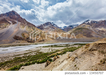 Spiti valley and river in Himalayas 13450707