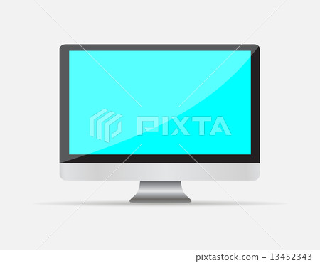 Realistic Empty computer display with blue screen Realistic Empty computer display with blue screen 13452343