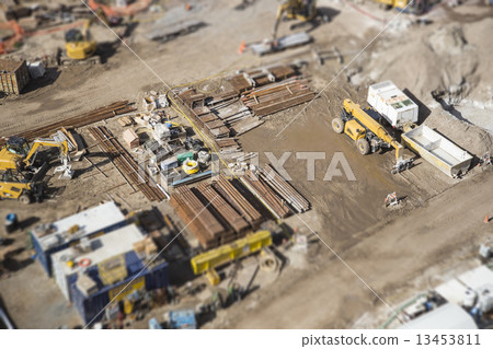 Aerial View of Construction Site with Extreme Bokeh. 13453811