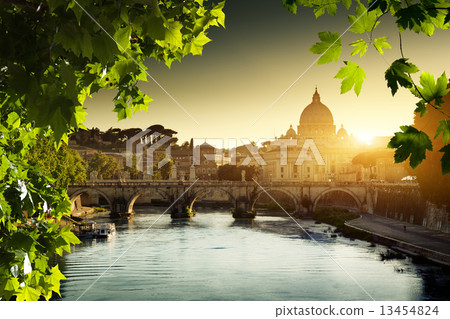 view on Tiber and St Peter Basilica in Vatican view on Tiber and St Peter Basilica in Vatican 13454824