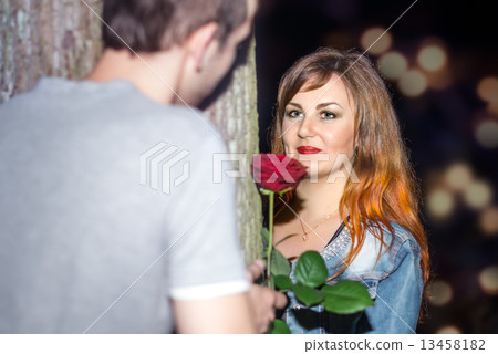 Couple in dating on abstract background 13458182