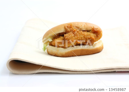 fry chicken sandwich isolated in white background fry chicken sandwich isolated in white background 13458987