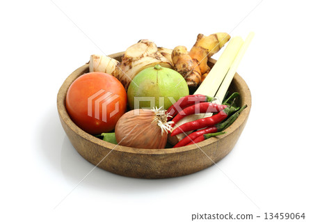 Thai food ingredient for Tom yum kung isolated in white backgrou Thai food ingredient for Tom yum kung isolated in white backgrou 13459064