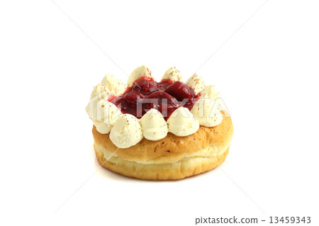 Donut with cherry jam isolated on white background 13459343