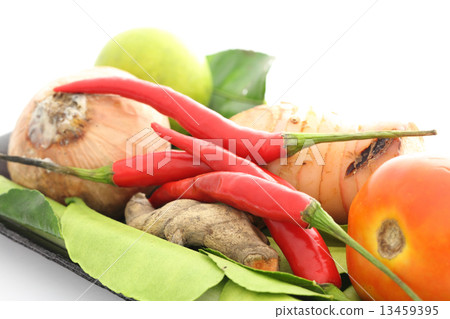 Thai food ingredient for Tom yum kung isolated in white backgrou Thai food ingredient for Tom yum kung isolated in white backgrou 13459395