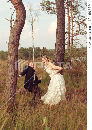Bride threatens your wedded husband with a stick Bride threatens your wedded husband with a stick 13460239
