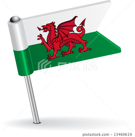 Welsh pin icon flag. Vector illustration Welsh pin icon flag. Vector illustration 13460619