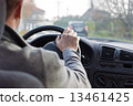 driver in the car country road hand wheel 13461425