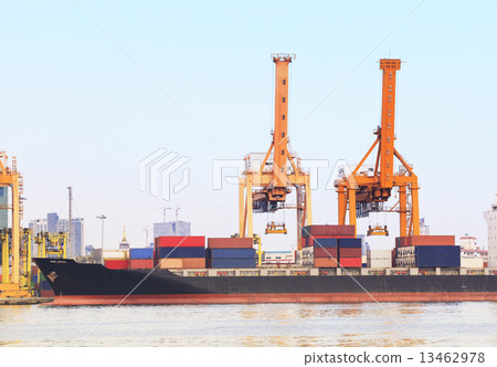 industry container ship on port for import export goods trading and shipping business industry container ship on port for import export goods trading and shipping business 13462978