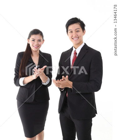 Man woman smile clapping cheering 13464178