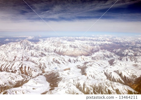 Andean mountain range which crosses the South American continent north and south, Mountains in Chile which showed beauty and severe winter nature under the winter sky of clear skies 13464211