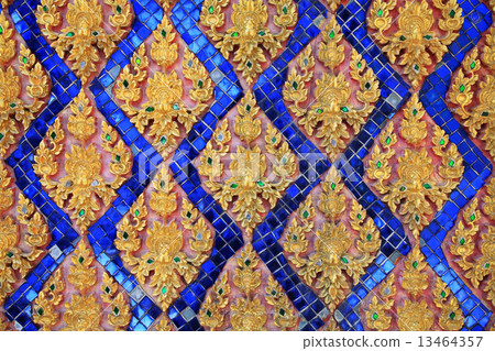 Ancient Thai floral art painting on temple 13464357