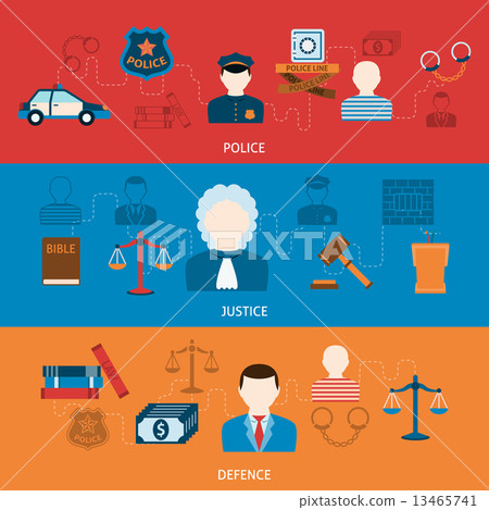 Crime and punishments horizontal flat banners 13465741
