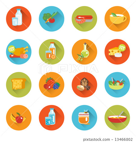 Healthy eating flat icons - Stock Illustration [13466802] - PIXTA