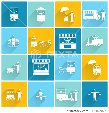 Street food icon flat white 13467024