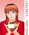 A young woman with valentine's chocolate (plain clothes) 13467957
