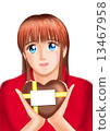 A young woman with valentine's chocolate (no private clothes background) 13467958