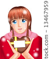 Young lady with valentine's chocolate (plain clothes snow muffler without background) 13467959