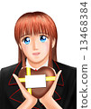 A young woman with valentine's chocolate (no uniform background) 13468384