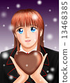 A young woman with valentine's chocolate (Uniform snow) 13468385