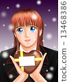 A young woman with valentine's chocolate (Uniform snow) 13468386