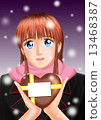 A young woman with valentine's chocolate (uniform snow muffler) 13468387