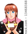 Young woman with valentine's chocolate (Uniform snow muffler without background) 13468388