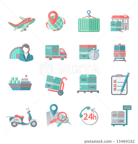 Logistic icons set flat Logistic icons set flat 13469182