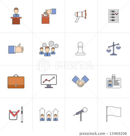 Elections icons set flat line - Stock Illustration [13469206] - PIXTA