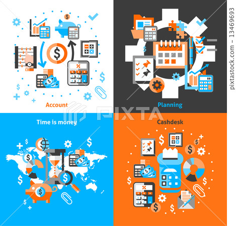 Accounting icons set flat 13469693