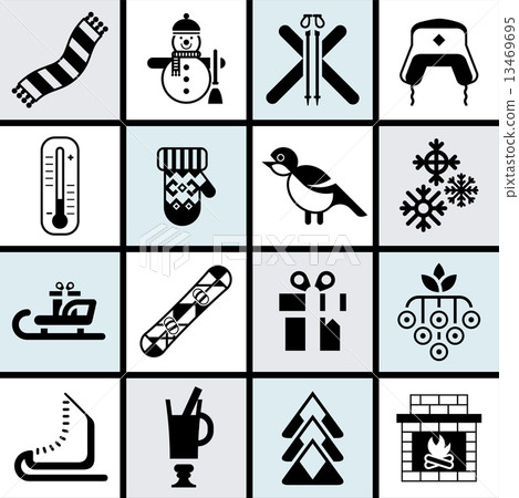 Winter icons set black Winter icons set black 13469695