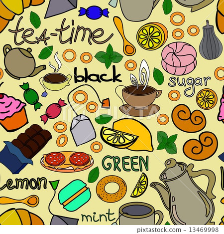 Repeating tea pattern. 13469998