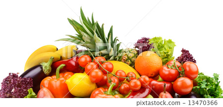 fruits and vegetables isolated on white background 13470366