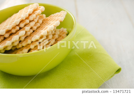 Waffles in the green bowl closeup Waffles in the green bowl closeup 13471721