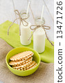 Waffles and two bottles of milk 13471726
