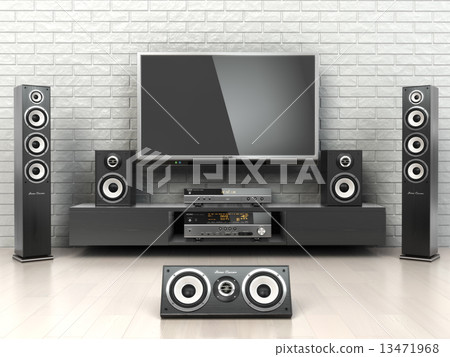 Home cinemar system. TV,  oudspeakers, player and receiver  in t 13471968