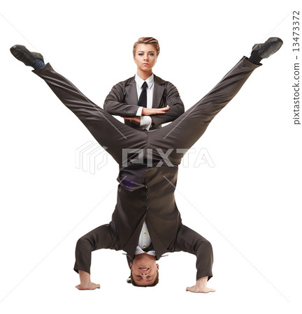 Two handsome acrobats posing in official suits 13473372